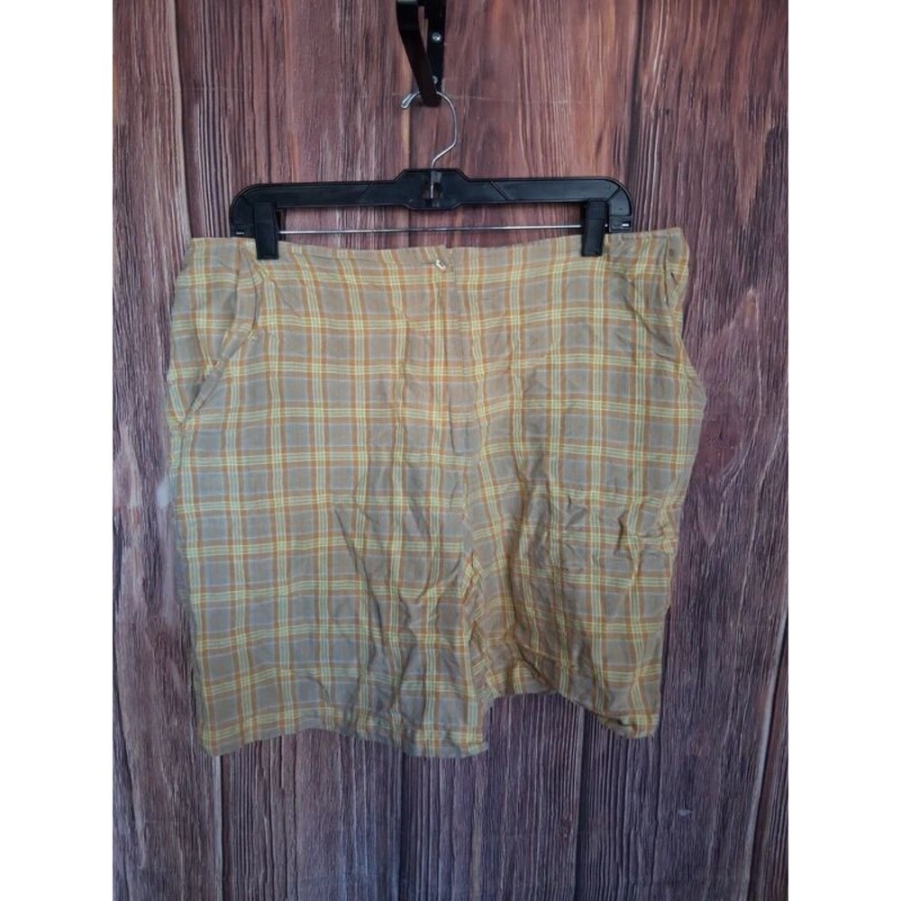 Lizgolf by Liz Claiborne Yellow Plaid Linen Blend Shorts Sz 16